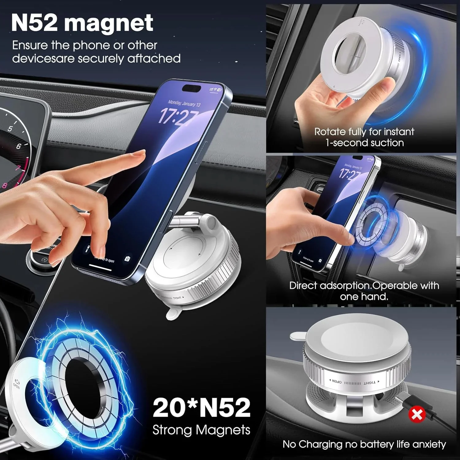 Heavy-duty 360° Vacuum Magnetic Phone Mount - Image 6