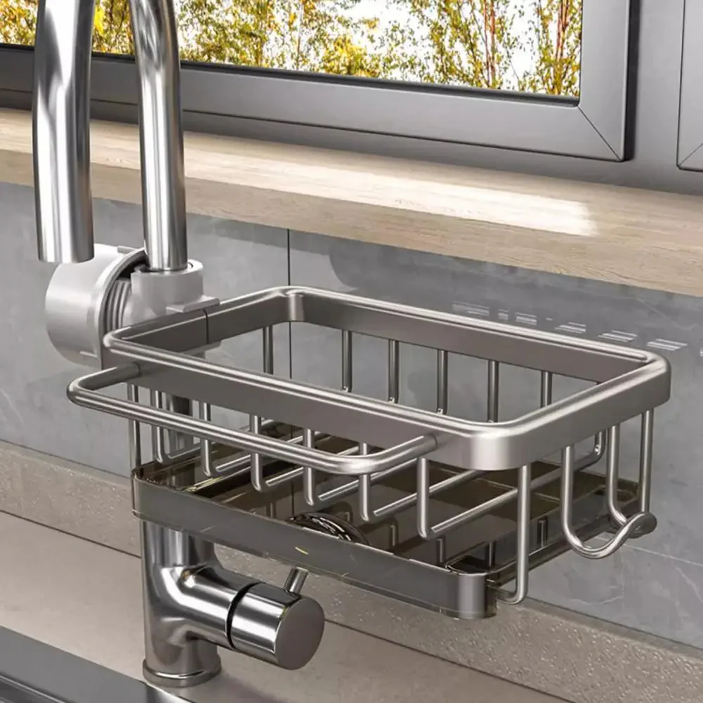 Stainless Steel Sink Drain Rack Storage with Drain Tray - Image 2
